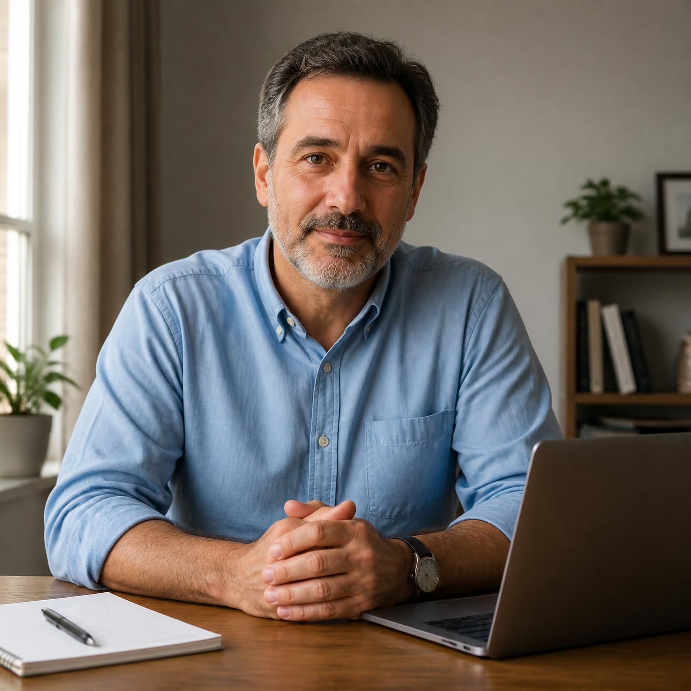 Founder of Honest Vacation Group seated at a home office desk